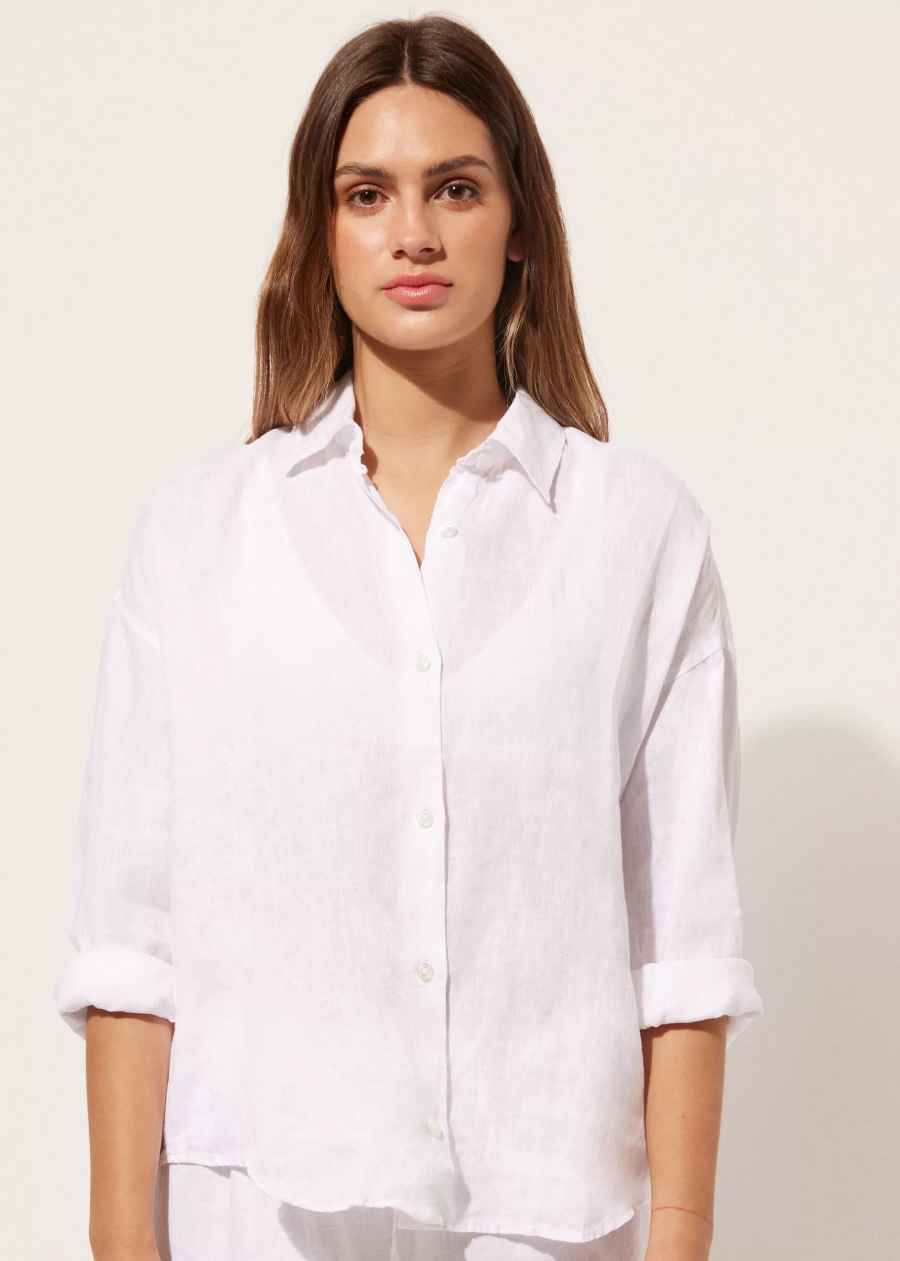 Shop Camicia Corta In Lino Donna Beachwear