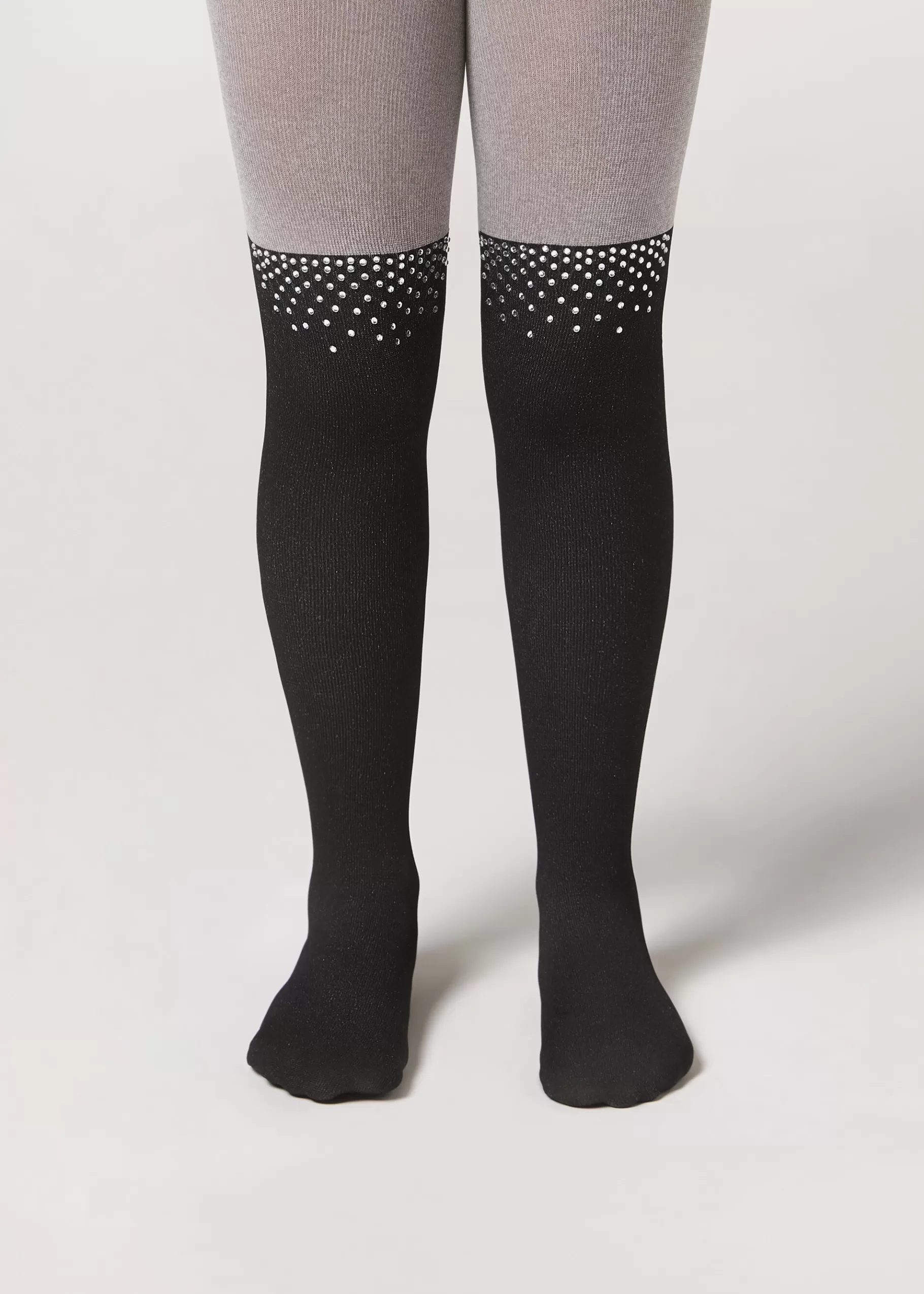 Best Collant Effetto Parigina Con Strass Bambina Collant