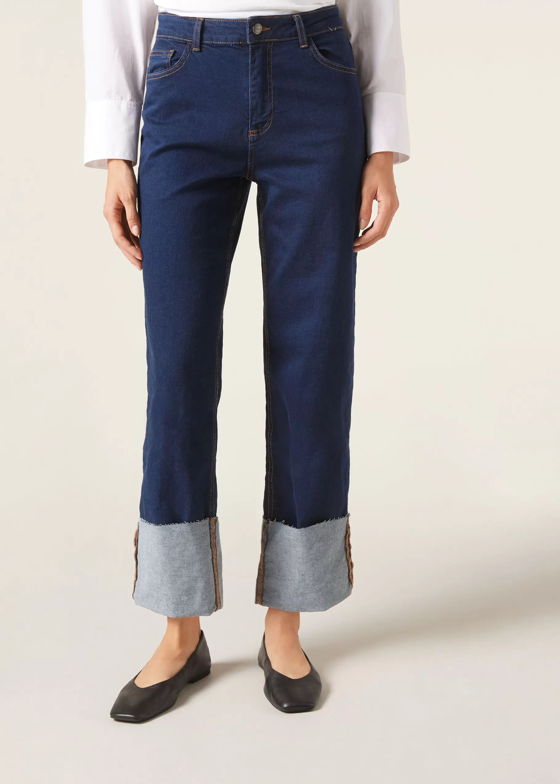 New Jeans Culotte Con Risvolto Donna Jeans