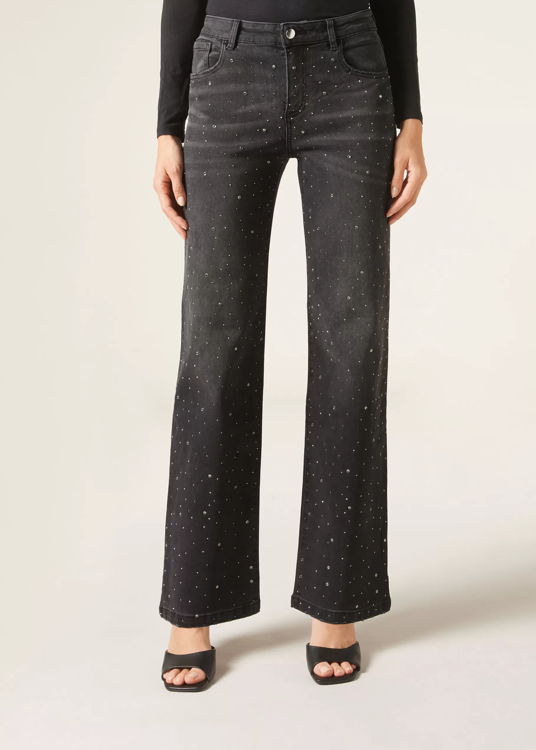 Cheap Jeans Straight Con Strass Donna Jeans