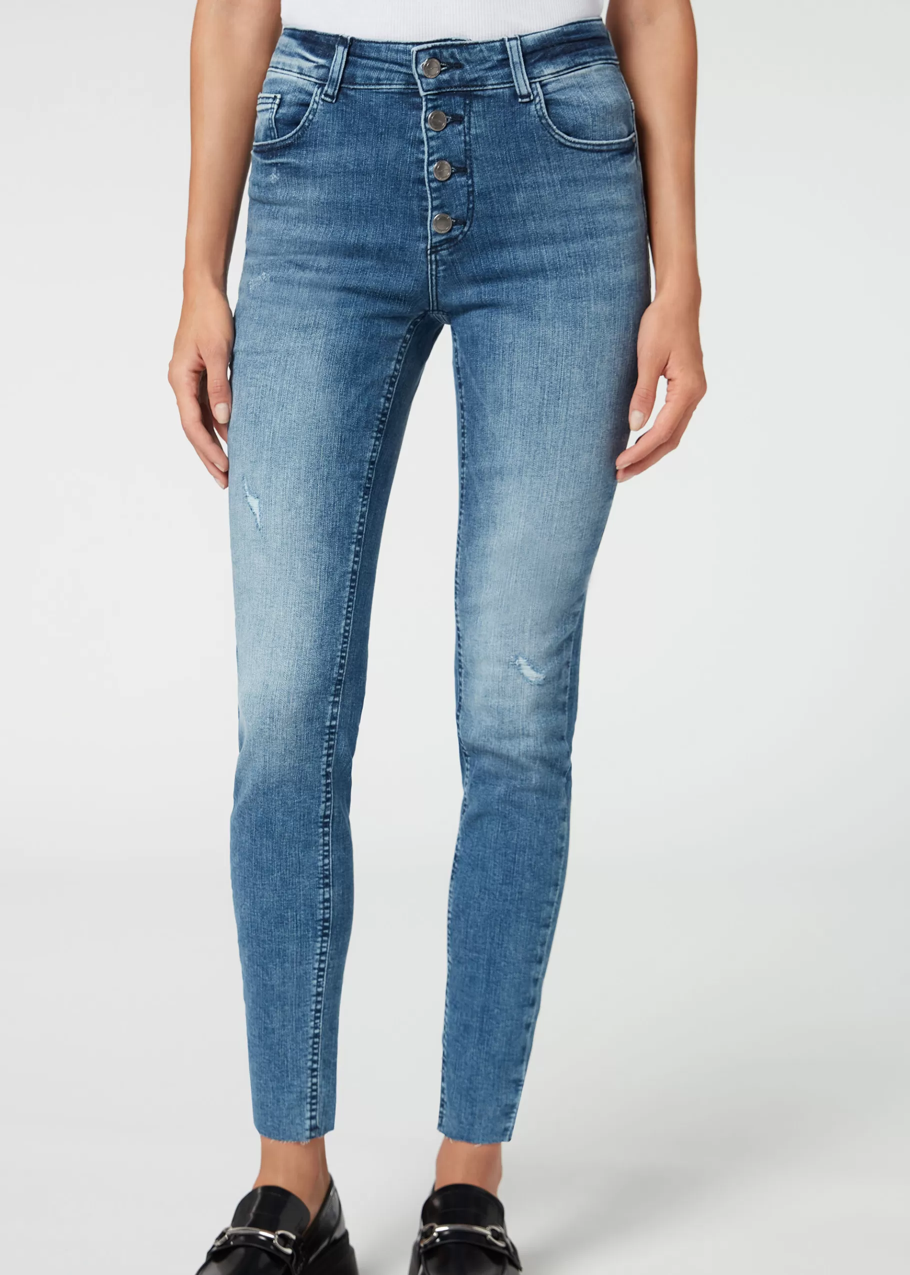 Cheap Jeans Super Skinny Con Bottoni Donna Jeans