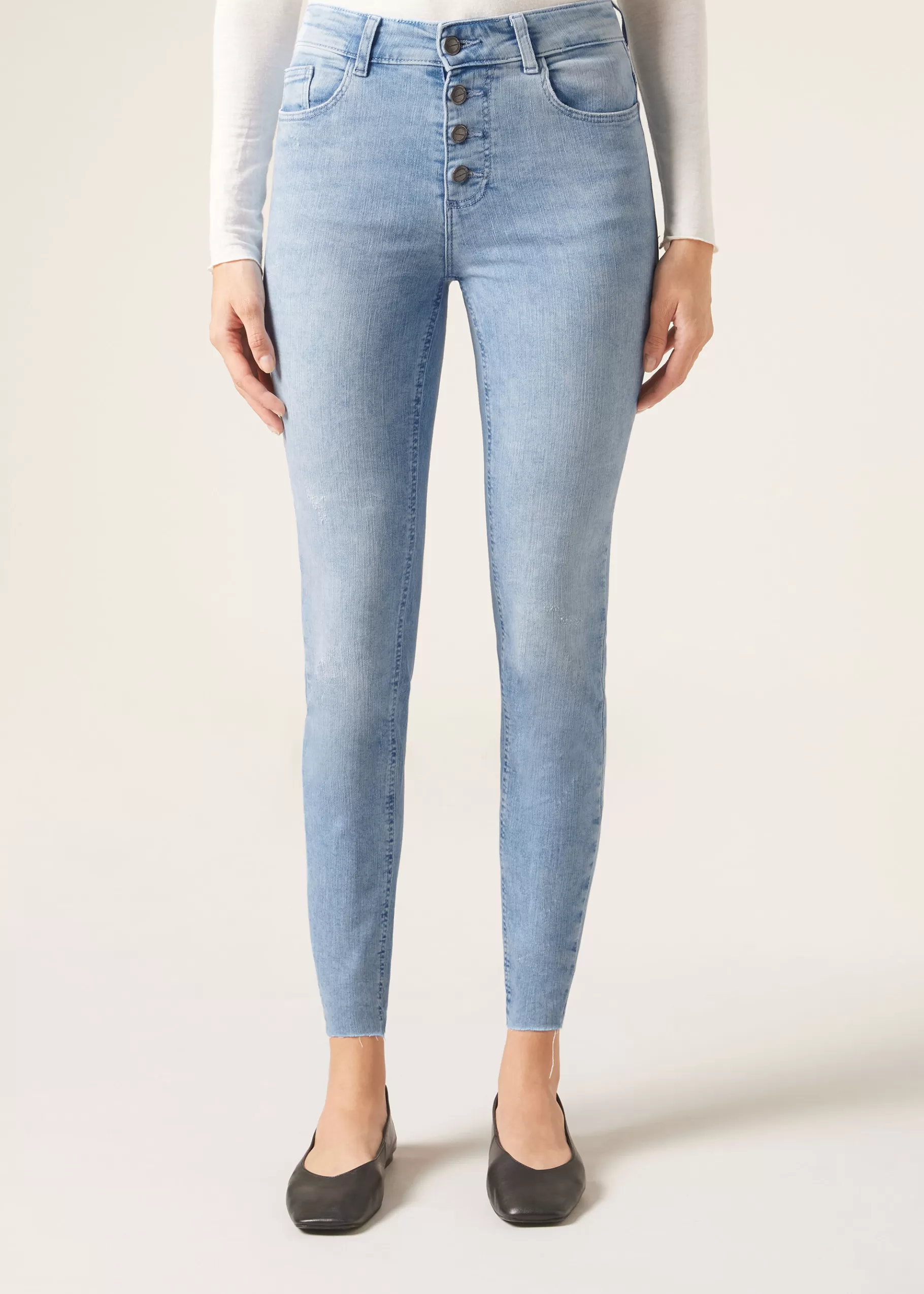 Cheap Jeans Super Skinny Con Bottoni Donna Jeans