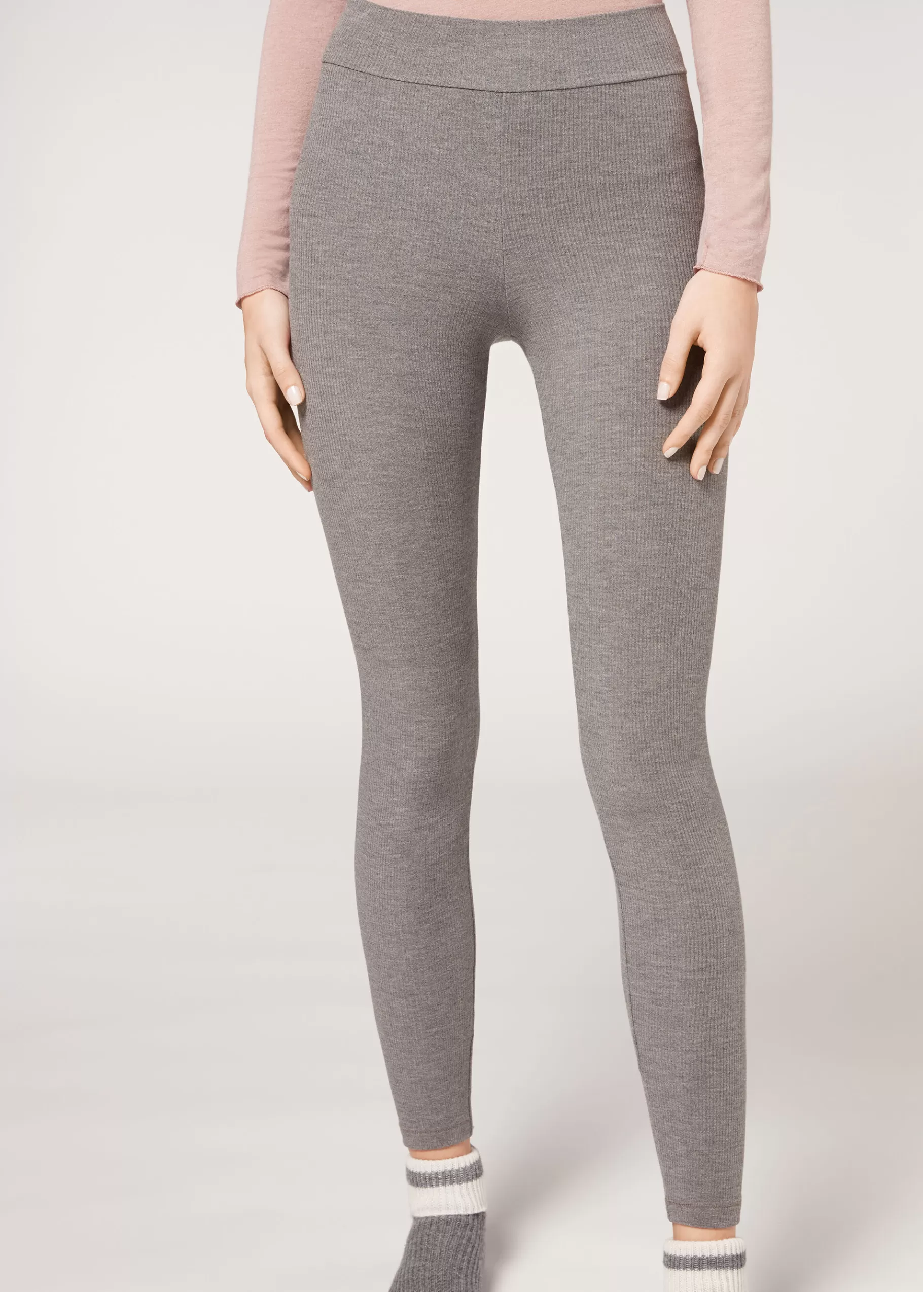 Shop Leggings Con Cashmere A Coste Donna Leggings