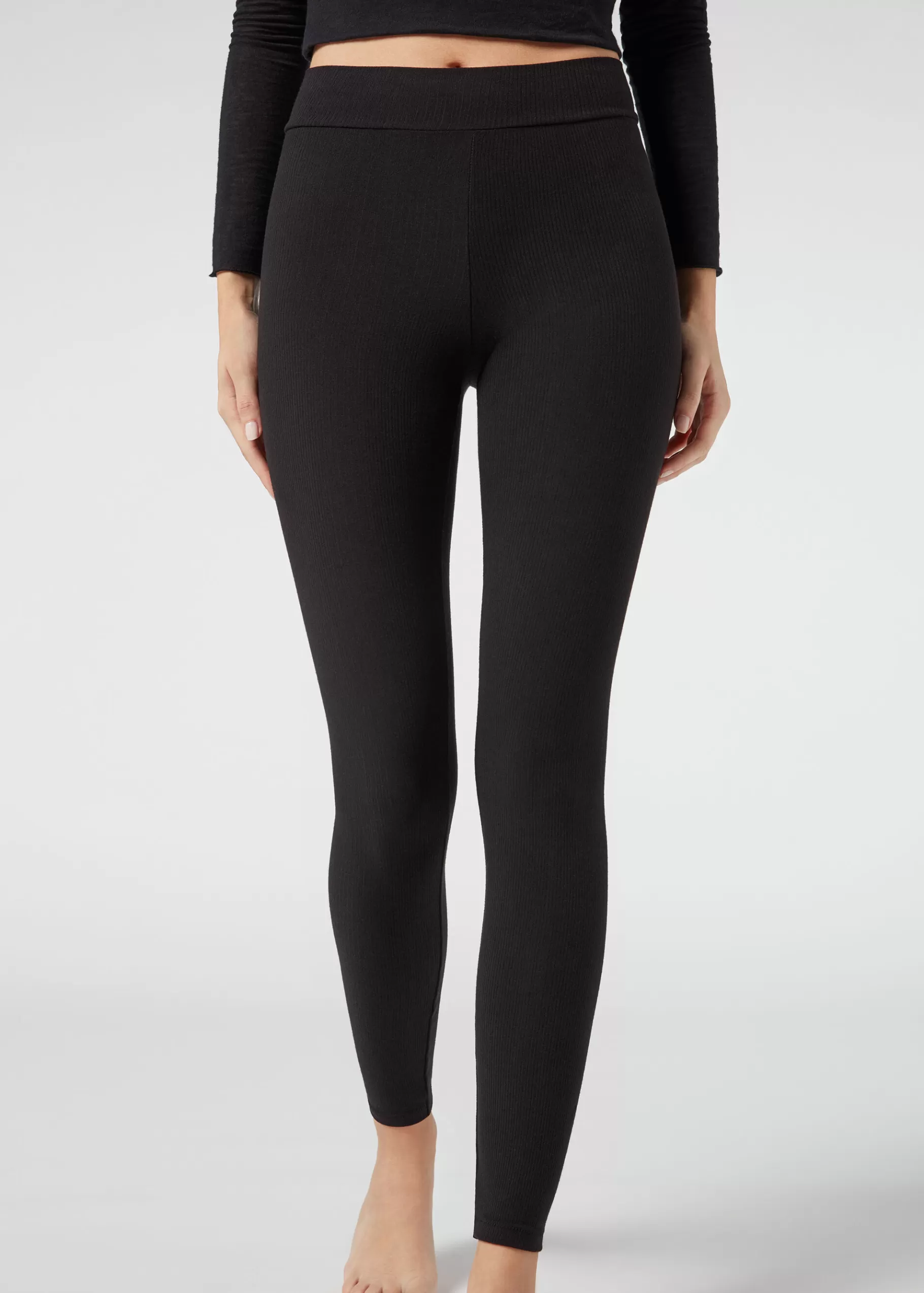 Fashion Leggings Con Cashmere A Coste Donna Leggings