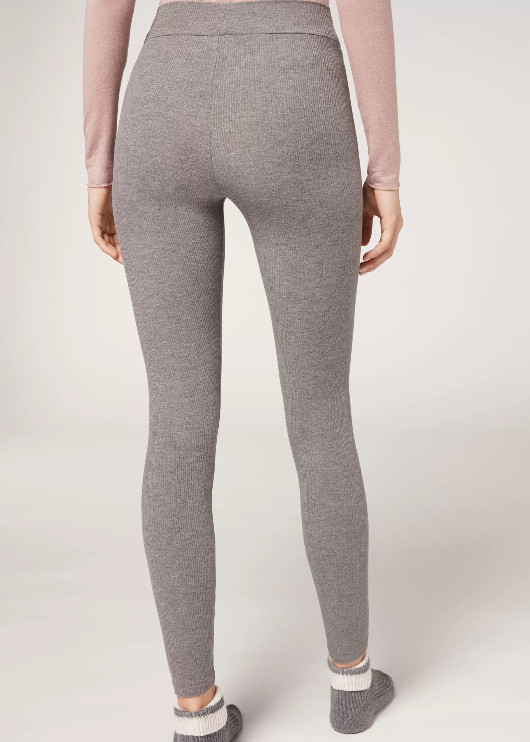 Shop Leggings Con Cashmere A Coste Donna Leggings