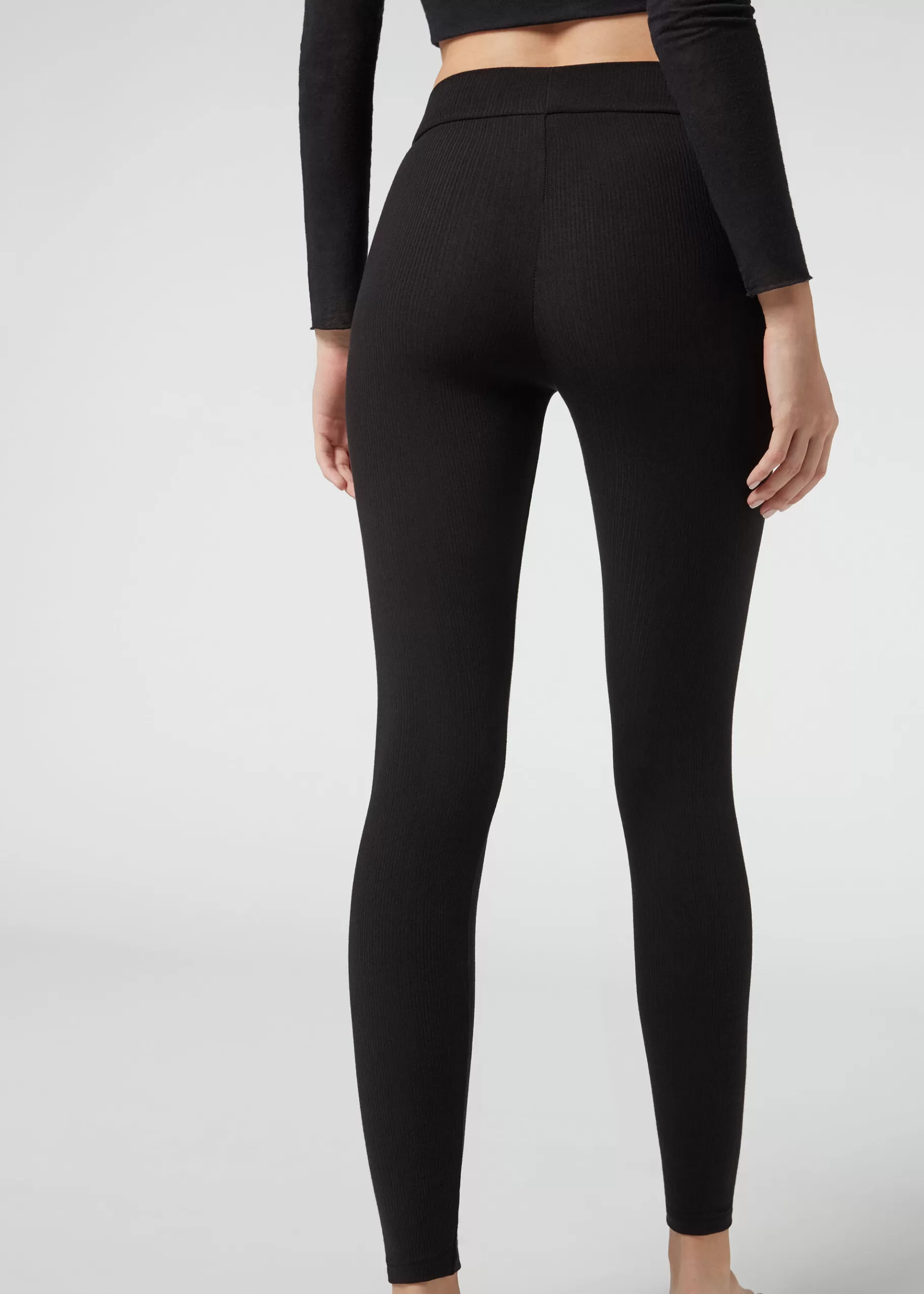 Fashion Leggings Con Cashmere A Coste Donna Leggings