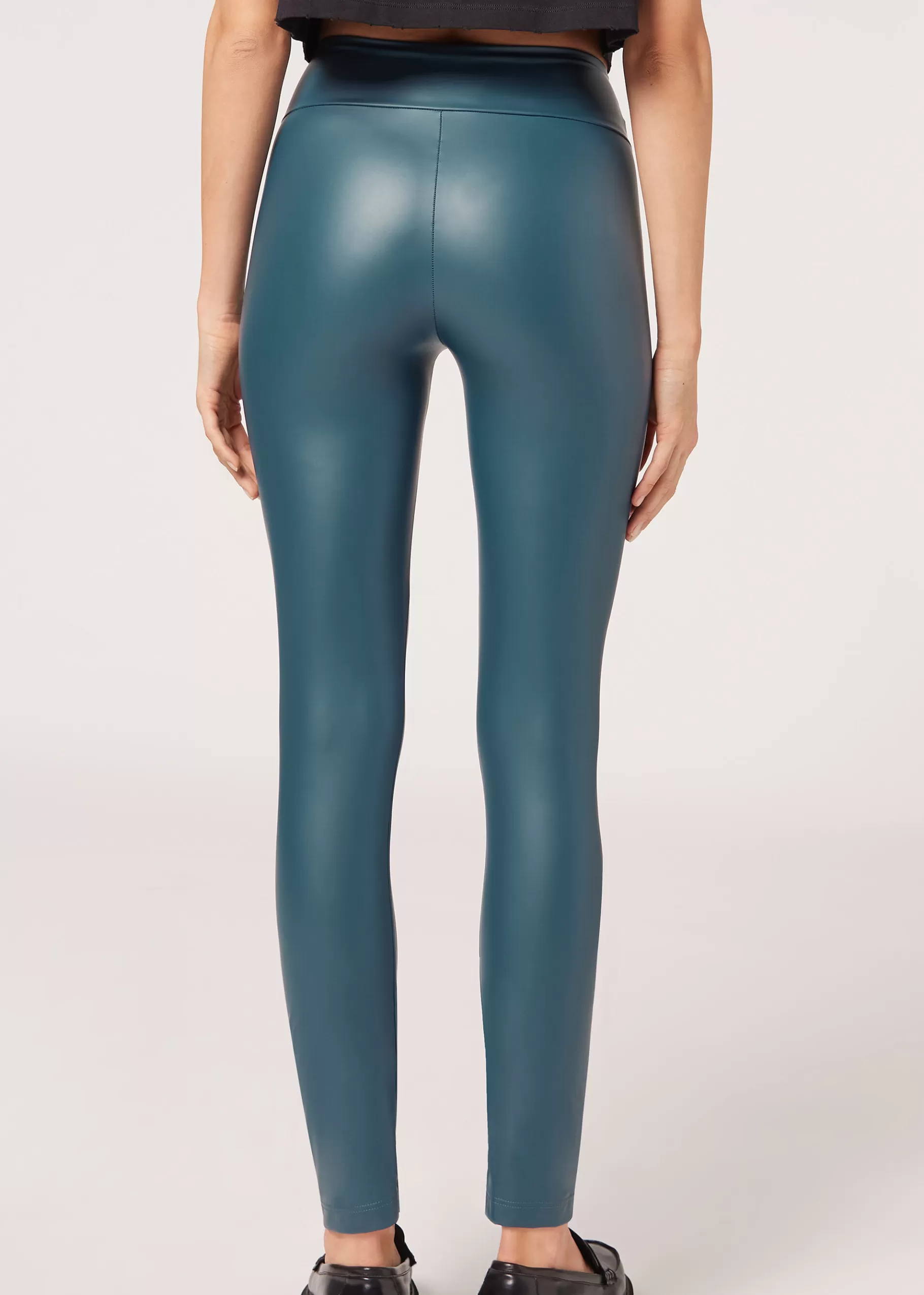 Outlet Leggings Effetto Pelle Donna Pantaloni | Leggings