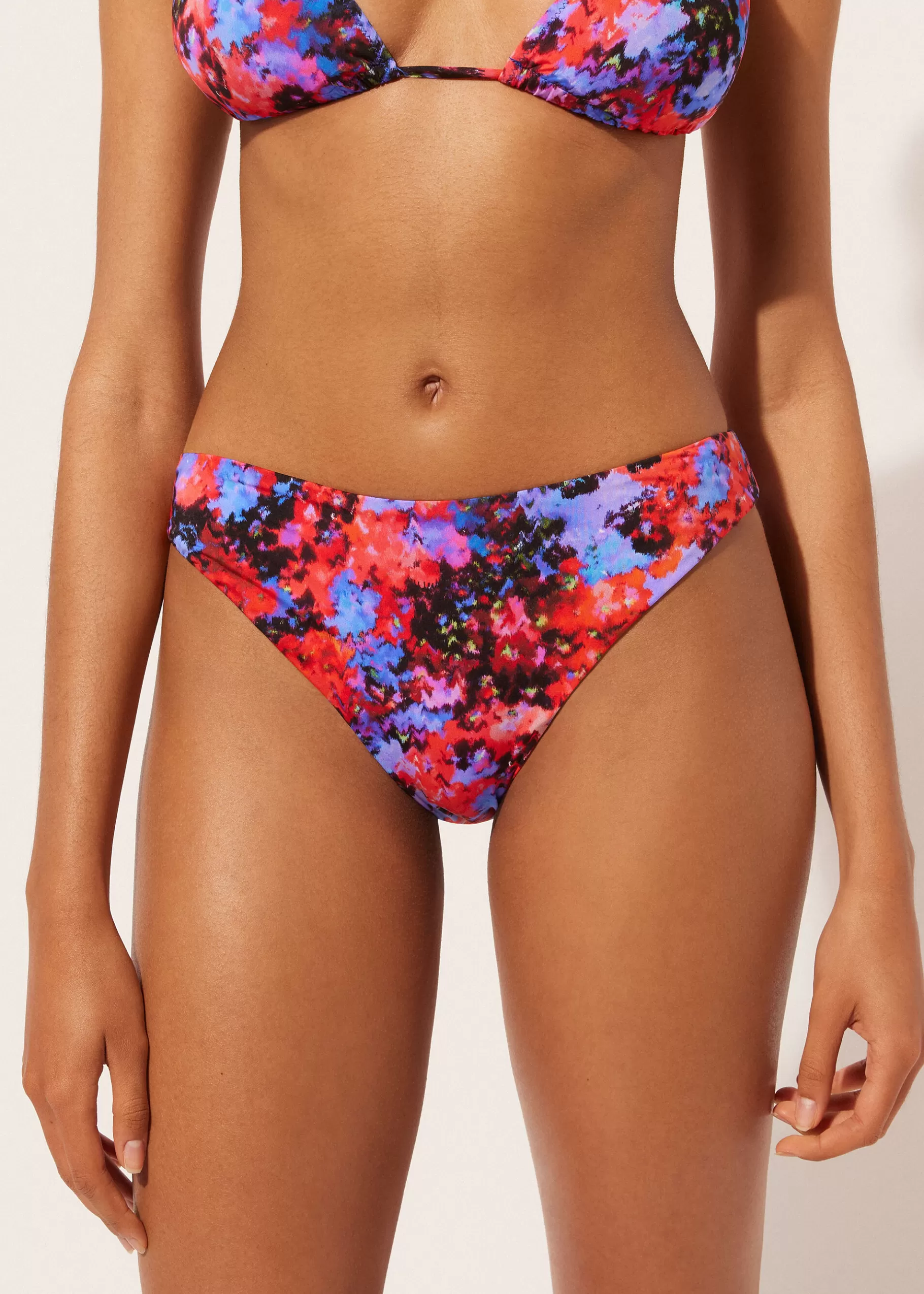 Outlet Slip Costume Blurred Flowers Donna Bikini | Slip Bikini