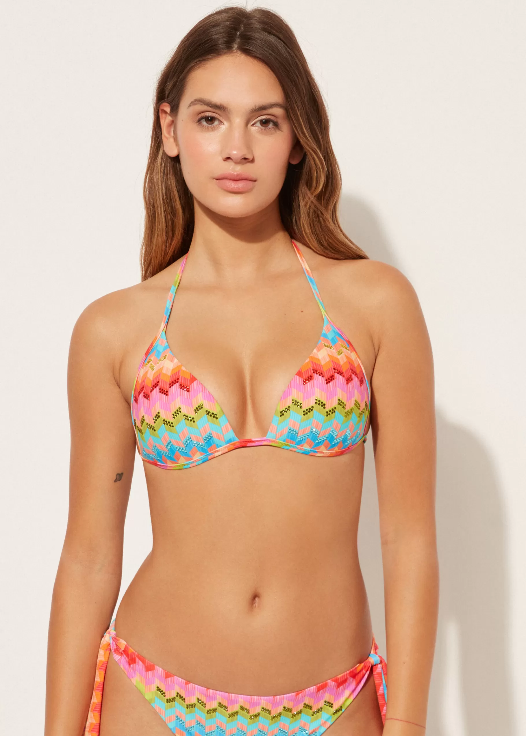 Fashion Triangolo Imbottito Graduato Costume Rainbow Donna Bikini | Top Bikini